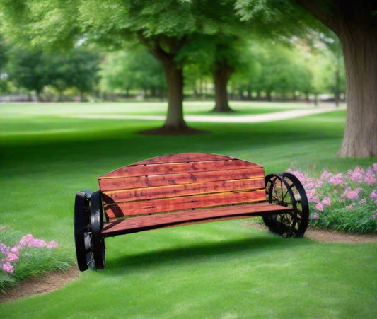 Wagon Wheel Cedar Long Bench