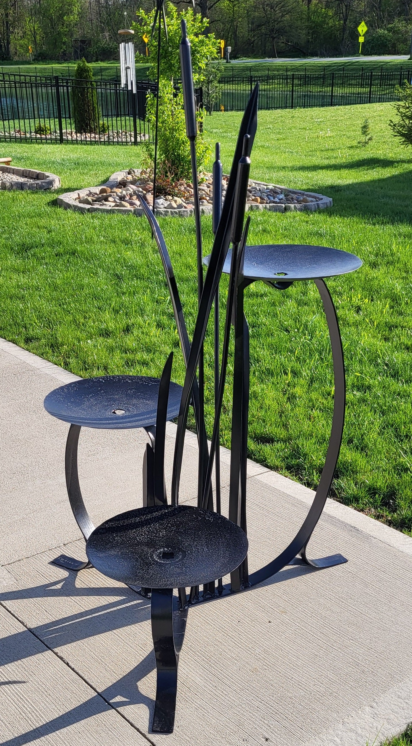 Metal Cat Tails Sculpture  (medium)