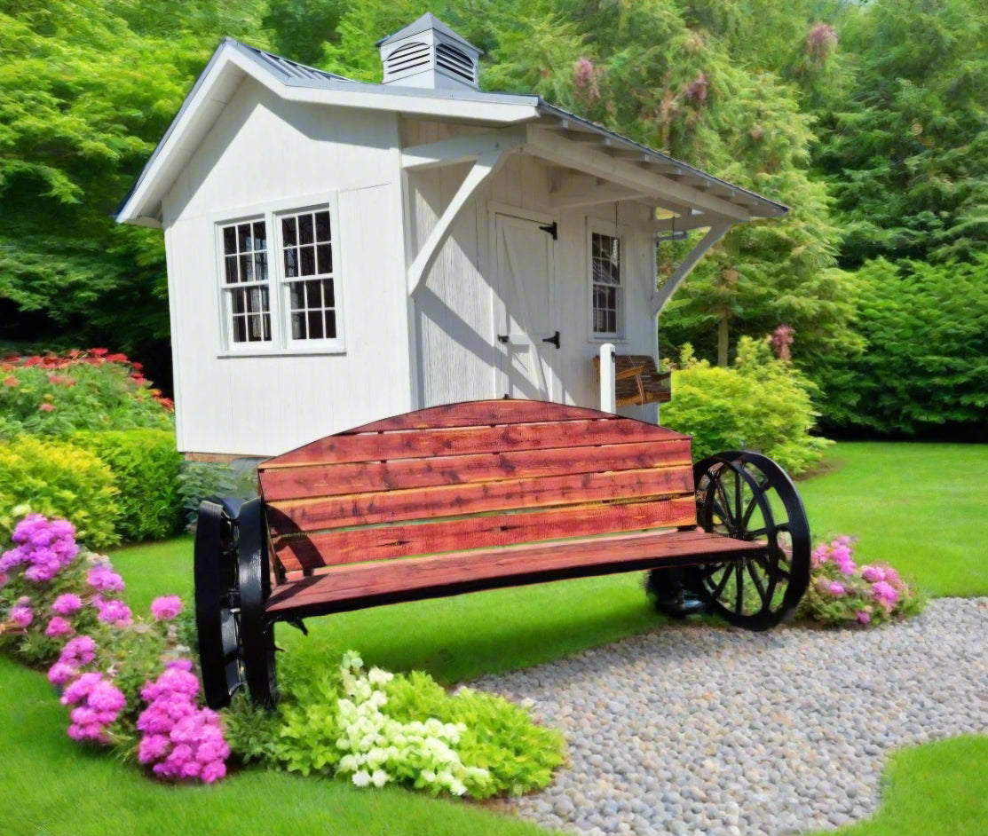 Wagon Wheel Cedar Long Bench